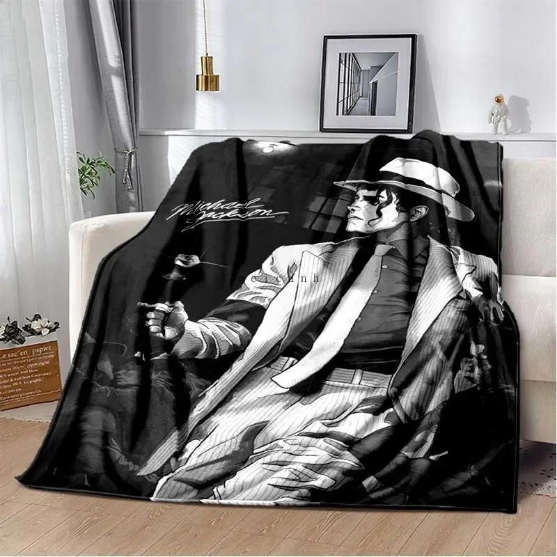 Custom Pop Music Michael J-Jackson Printed Flannel Blanket , Warm Soft Cozy Blanket Flannel Livingroom Home Decor Birthday Gi