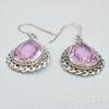 Handmade Pink Quartz Earrings: 925 Sterling Silver Teardrop Gemstone Earring