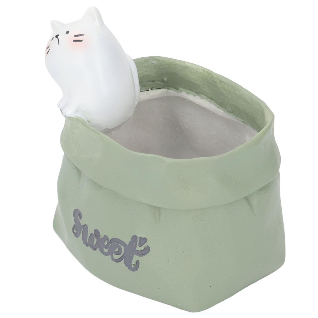 Pen Pencil Holder Desktop Ornament Resin Cute Animal In Grocery Bag Small Succulent Planter for