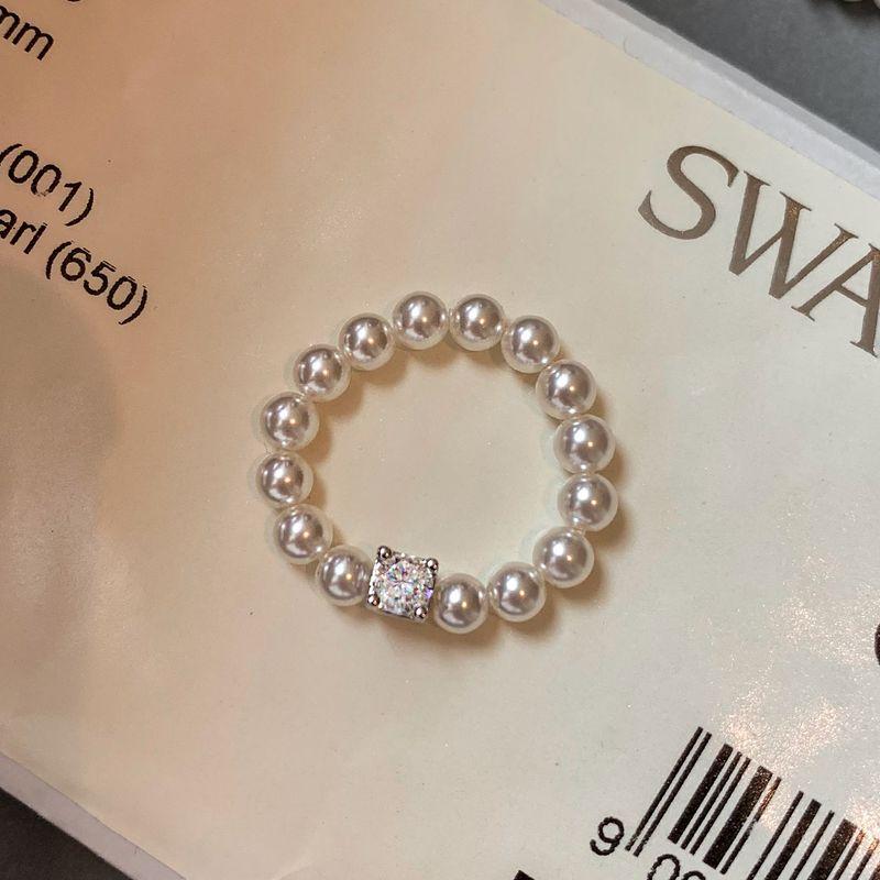 

Zircon Diamond Elastic String Australian White Pearl Ring Female Accessible Luxury Special-Interest Design Fancy 2025 New Accessories 17-18mm/US Code 7-size 8 (Hot Selling)