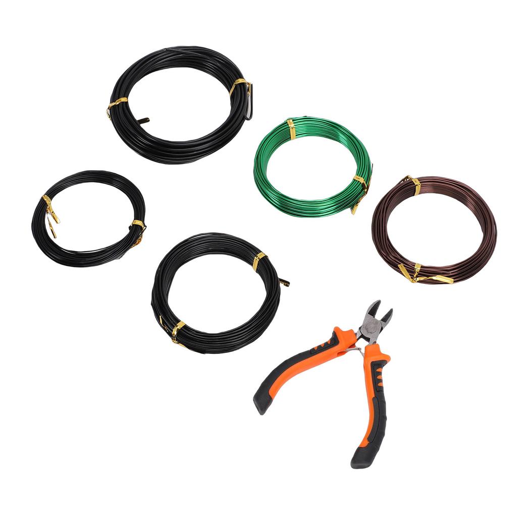 5 Roll Aluminum Bonsai  Ing Wires with Wire Cutter 1.0mm 1.5mm 2.0mm Size for  S Indoor Garden   Tools