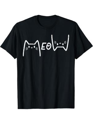 Meow Cute Cats Funny Feline Kitten Cat T-Shirt Cartoon Simple T-Shirt Suitable for Daily Leisure And Versatile Minimalist Design