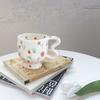 Creative Ceramic Coffee Cup Hand Pinched Irregular Mug with Handle Floral Pattern Breakfast Milk Cereal Cup Couple Birthday Gift