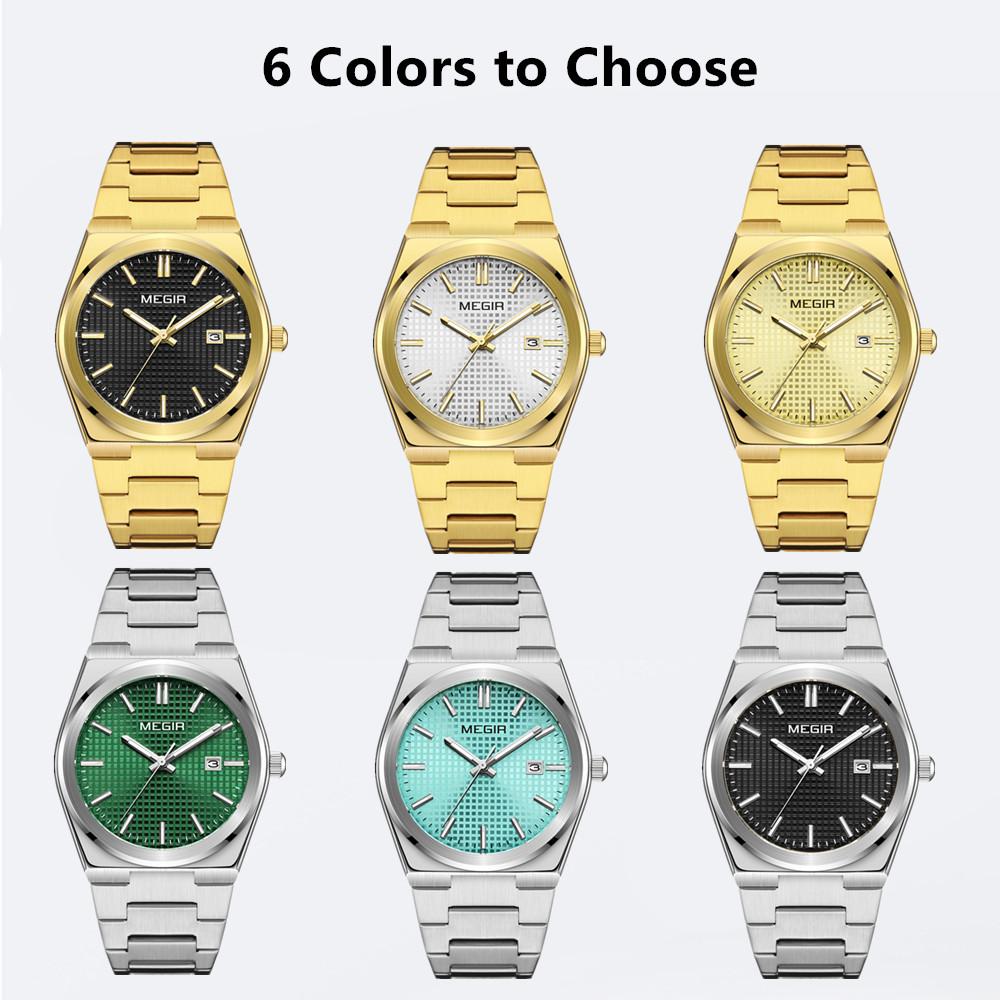 Megir Luxus Business Uhren für Herren Edelstahlarmband Wasserdicht Leuchtend Kalender Herren Quarz Armbanduhr Uhr Reloj Hombre 1086
