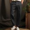 Heren Broek Middelhoge Taille Knop Rits Sluiting Casual Broek met Zakken Effen Kleur Losse Pasvorm Lichtgewicht Ademende Broek