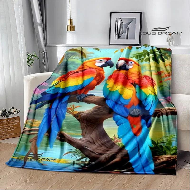 3D Parrot Cute Printed Blankets Picnic Blanket Warm Flannel Blankets Soft and Comfortable Blanket Bed Linings Birthday Gift