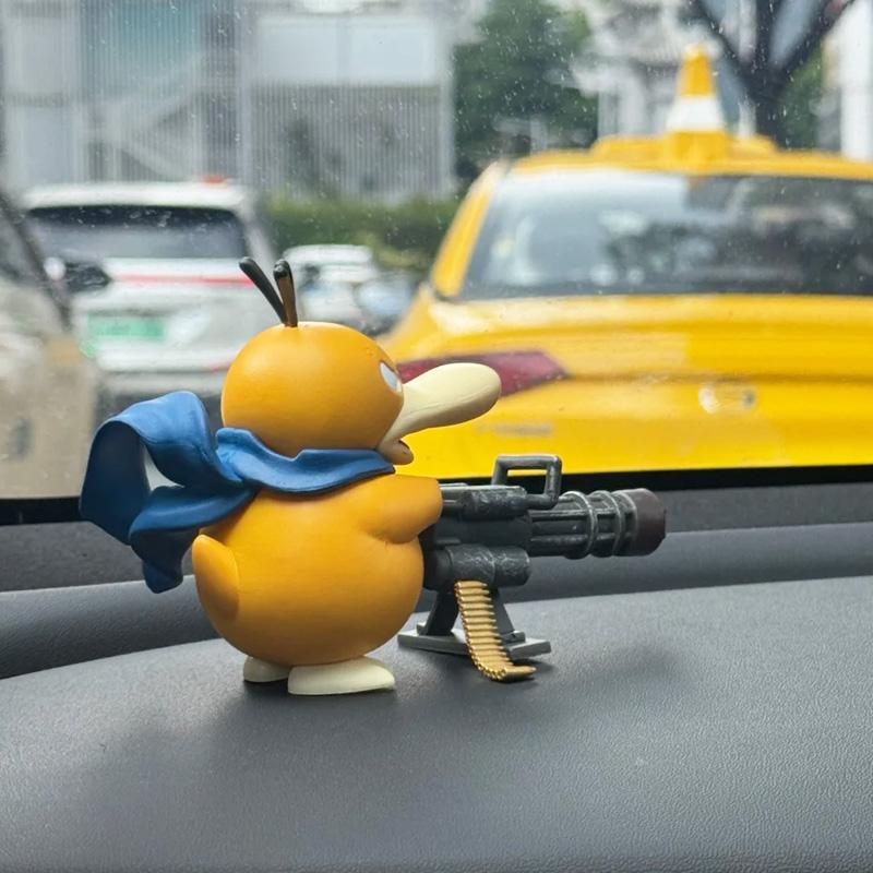 9/15cm Cartoon Pokemon Gatling Gun Psyduck Standing Posture Action Figure Collection Model Car Ornament Desktop Decor Toy Gifts