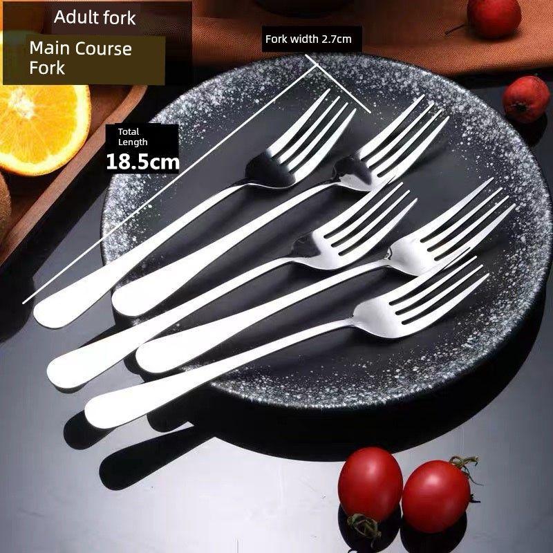 

304 Food-Grade Stainless Steel Spoon, Adult Dining Spoon, Thick Soup Spoon, Western-Style Spoon, Children s Spoon, Household Soup Spoon, Ladle 5 High-End Main Forks (304 Stainless Steel)
