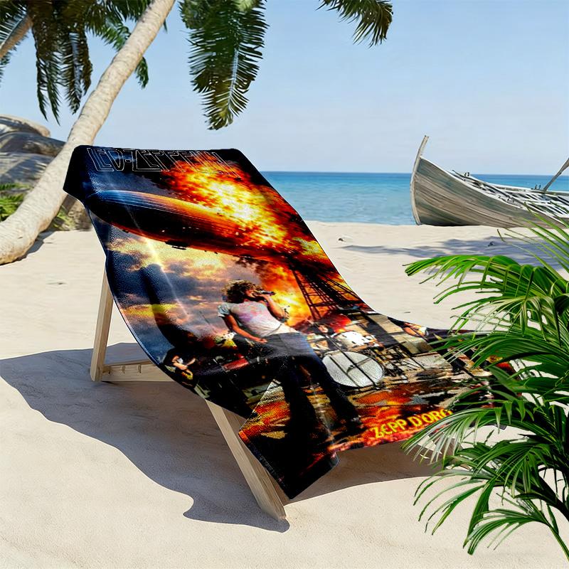 Led zeppelin Print Beach Towel, Large Soft Quick Dry Towel for Beach Camping Swimming