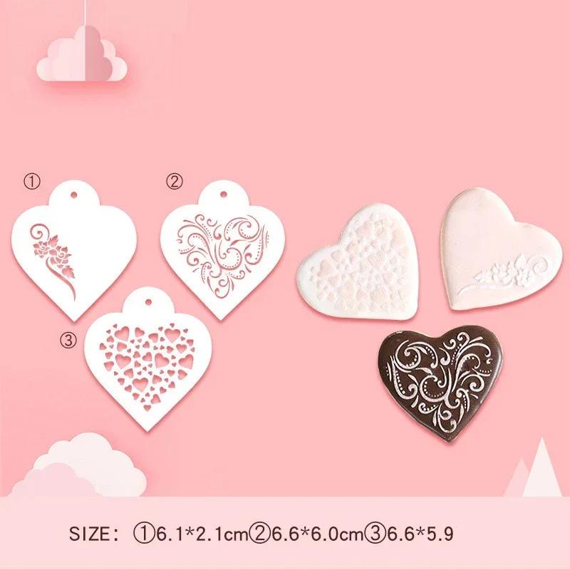 Love Heart Cookie Stencils Valentine‘s Day Fondant Mold Biscuit Baking Moulds Coffee Powder Sieve Pastry Spray Tools for Wedding