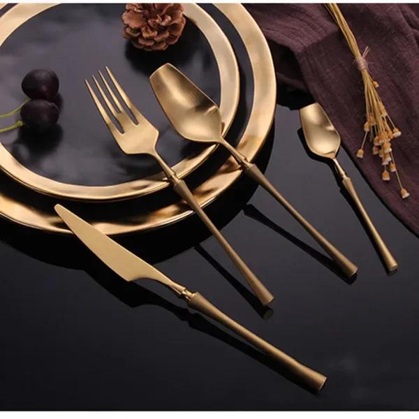 Hochwertiges Goldbesteck-Set Edelstahl-Geschirrset Abendessen Messer Gabel Löffel Besteck Geschirr Geschirr