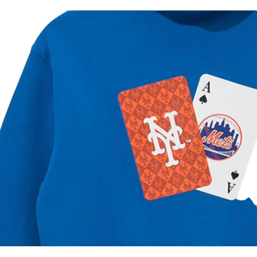 New Era FW22 MLB Logo Printed Back Poker Long Sleeve Hoodie Men hoodies Blue 13338702
