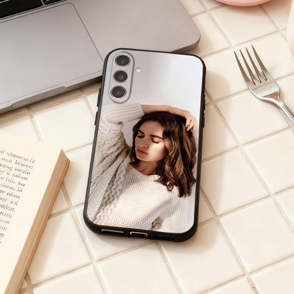 

Actor L-Lily James phone Case For Samsung Galaxy A73,A72,A71,A70,A53,A52,A51,Others Soft Black Shell Samsung a41