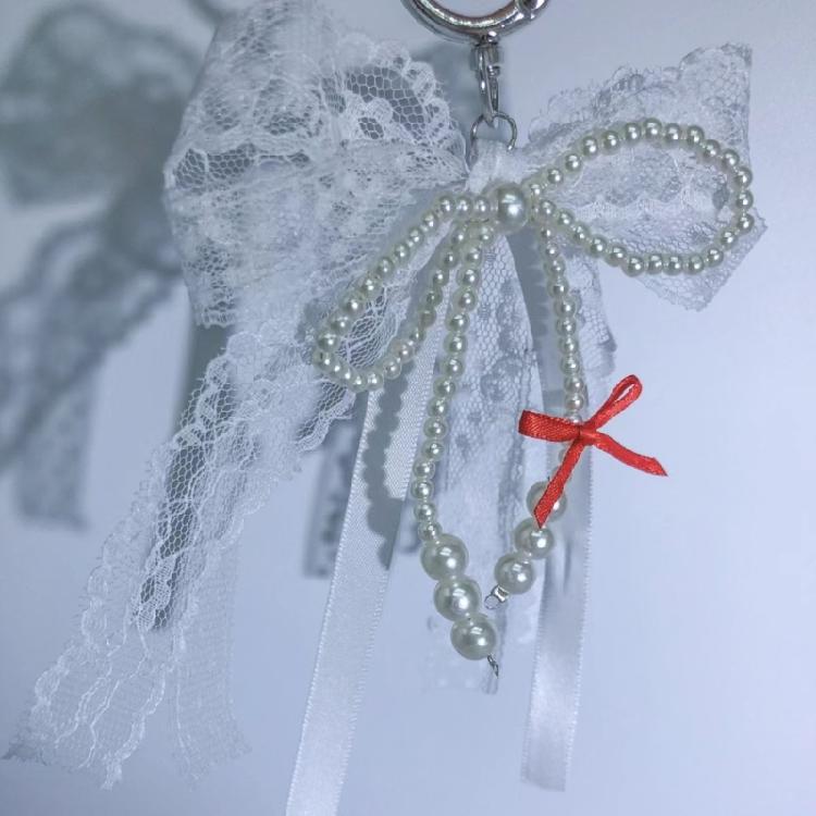 Fashionable Pearls Lace And Bows Jewelry Alloy Keyring Fashion Keychain Bag Pendant Adds Charm To Outfits For Women