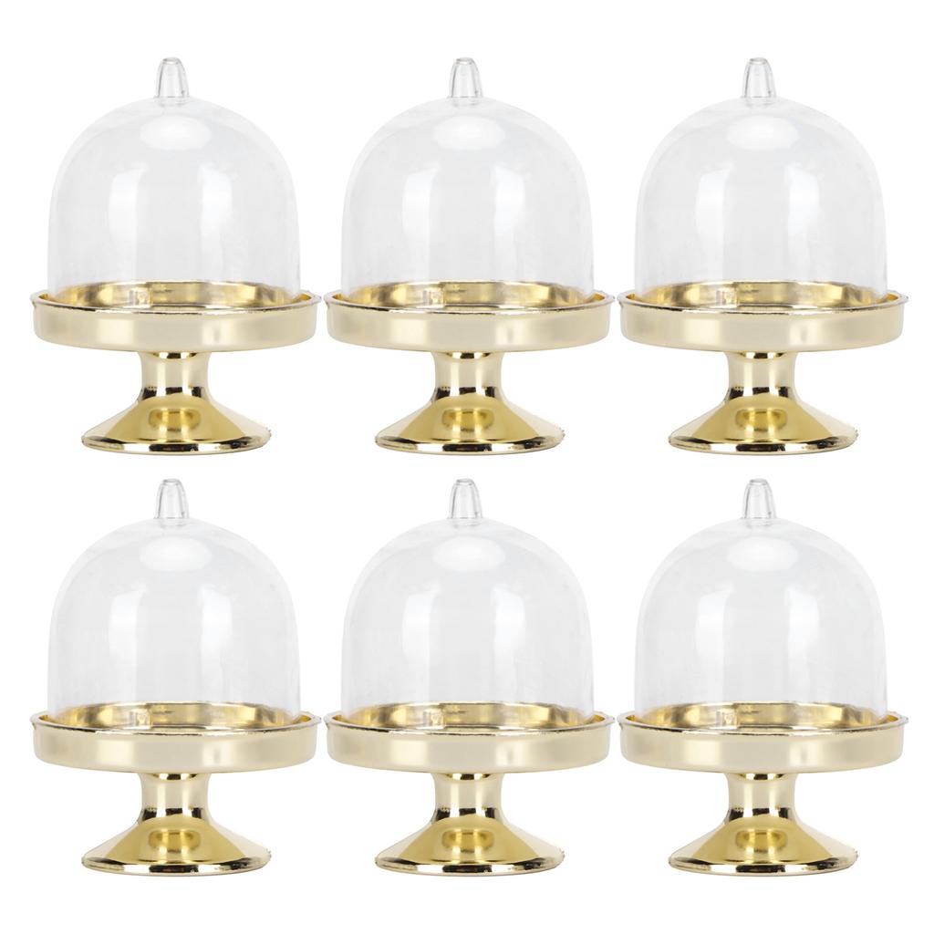 12er Set Mini Süßigkeitenbox Kuchenständer Cupcake Süßigkeiten Präsentationsplatte mit Deckel PartyzubehörBoden Gold