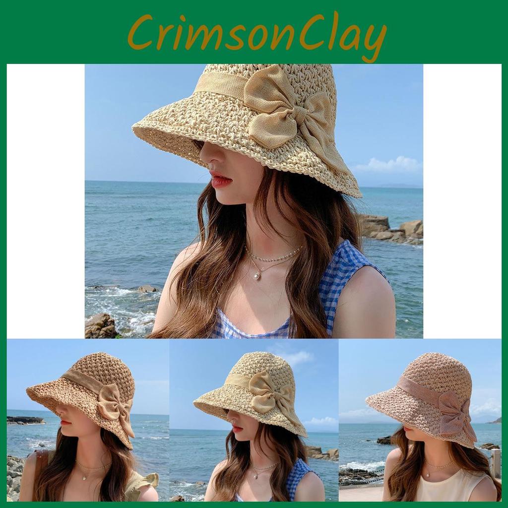 Versatile Womens Straw Hat Wide Brim For Sun Protection With Elegant Bow Knot