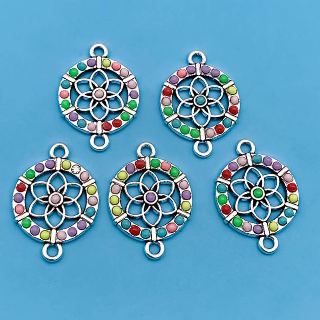 5/6pcs Zinc Alloy Colorful European and American Style Small Pendants Charms Connectors For Jewelry Making Bracelet Findings