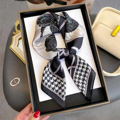 Bufanda cuadrada pequeña de seda nueva de 70 * 70 cm para protección del cuello de las mujeres, bufanda profesional, pañuelo versátil para el cabello, pañuelo para la cabeza