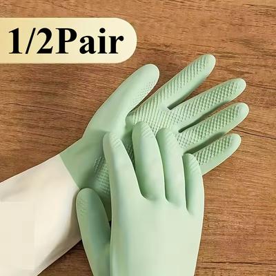 4pcs Waterproof Housework Cleaning Gloves Kitchen Cleaning Latex Laundry Dishwashing Gloves Wear Resistant Rubber Gloves