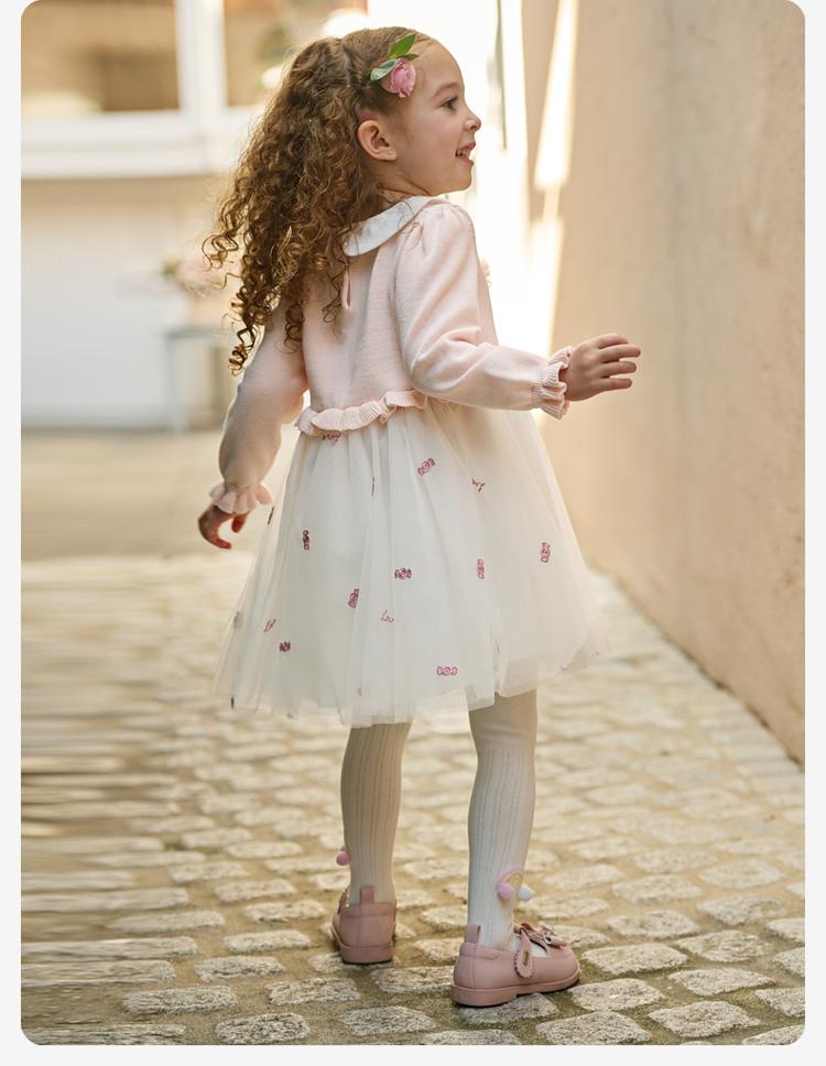 David Bella Girls' Sweater Dress Spring New Baby Anti static Skirt Children's Mesh Skirt