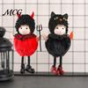 Halloween Plush Witch Doll Hanging with Lanyard, Cute Furry Pom Door Decor Ball Ornament for Doors Windows Trees Party Lace Details