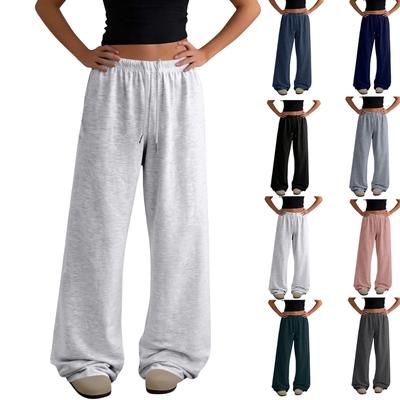 Pantalon de sport à jambes larges pour femme, pantalon décontracté à jambes droites et amples, pantalon de jogging