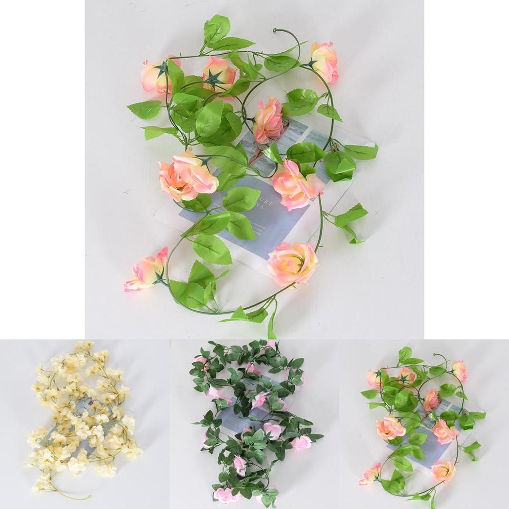 Faux Flower Vine With Rose And Cherry Blossom For Bridal Arch And Garden Decor
