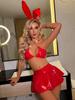 Cross-border Foreign Trade Europe America Sexy Lingerie Set Black Spandex Uniform Rabbit Ear Headband Metal Chain Nightclub