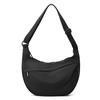 Solid Color Nylon Minimalist Crossbody Bag with Zipper Pockets and Adjustable Strap for Women