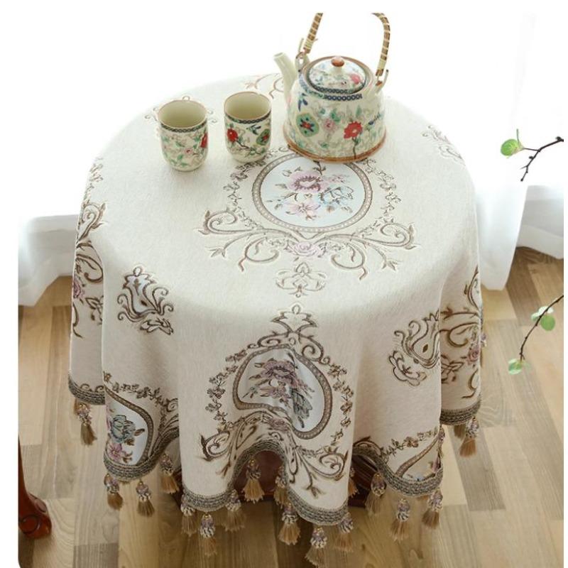 

Роскошная большая кисточка с подвеской, скатерть, утолщенная круглая скатерть, Нил, жаккардовая гостиная, кофейный чехол, подарок, домашний свадебный декор 120cm round