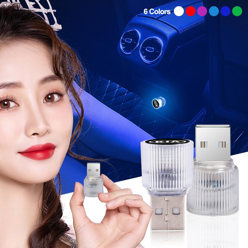 1Pcs USB Fashion Car LED Light Auto Interior Atmosphere Light Car Emblem Styling For KIA sportage ceed sorento cerato optima picanto rio soul k3 k5