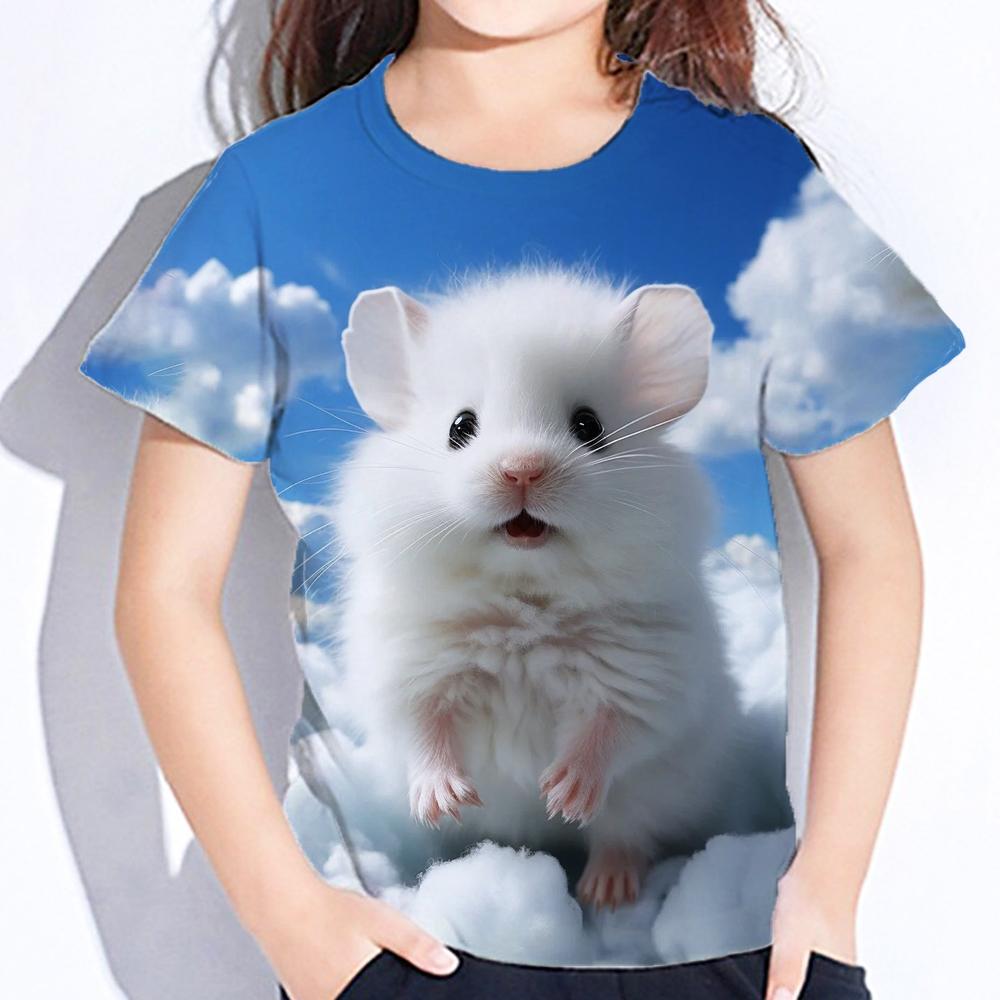 Mädchenkleidung Mädchen T-Shirts Kurzarm Niedlicher Tierdruck Kinder Sommerkleidung Lässige Kawaii Rundhals Tops Kinderkleidung