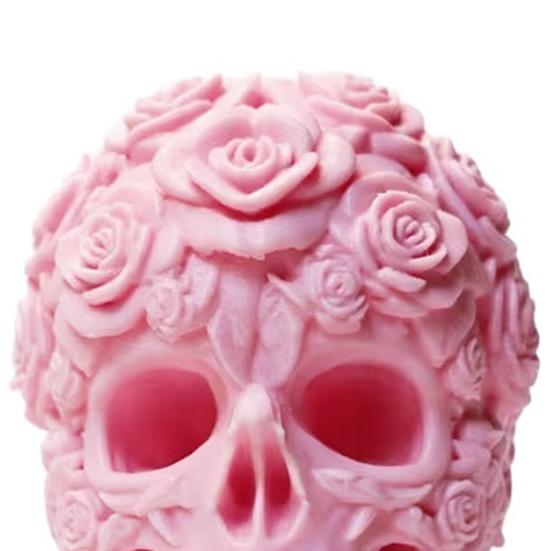 3D-gedruckte Rosen-Schädel-Figur, Langlebige Kunststoff-Gothic-Schädel-Blumen-Skulptur mit Detaillierter Blütenblatt- und Knochenstruktur, Mattes Finish Halloween-Dekoration Geschenk