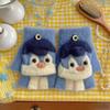 Winter Cartoon Pinguin Flip-Top Halbfingerhandschuhe für Männer, Frauen und Kinder