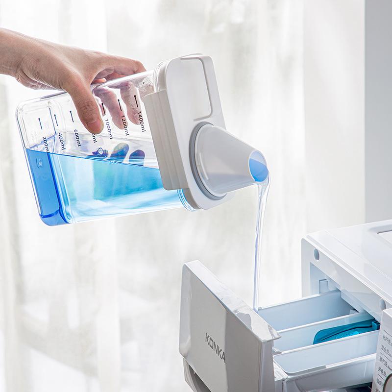 Wäschepulver Aufbewahrungsbox Versiegelt Messbecher mit Skala Aufbewahrungsbehälter Portionierflasche Eimer zur Aufbewahrung von Flüssigwaschmittel