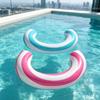 C-Shaped Floatage Striped Inflatable Hoop Bi-Color Water Lounger