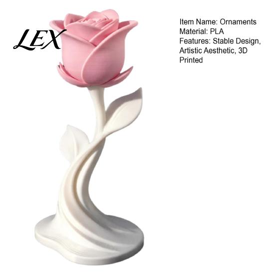 3D Printed Rose Decor Modern Sculpture, Minimalist Floral Decor, Abstract Home Accents Flower Statue for Office, Elegant Tabletop Centerpiece Gift