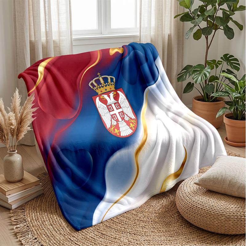 Coperta in Flanella Stampata Serbia Amica della Pelle Calda Decorativa Plaid per Divano Letto Interno Uso Quotidiano