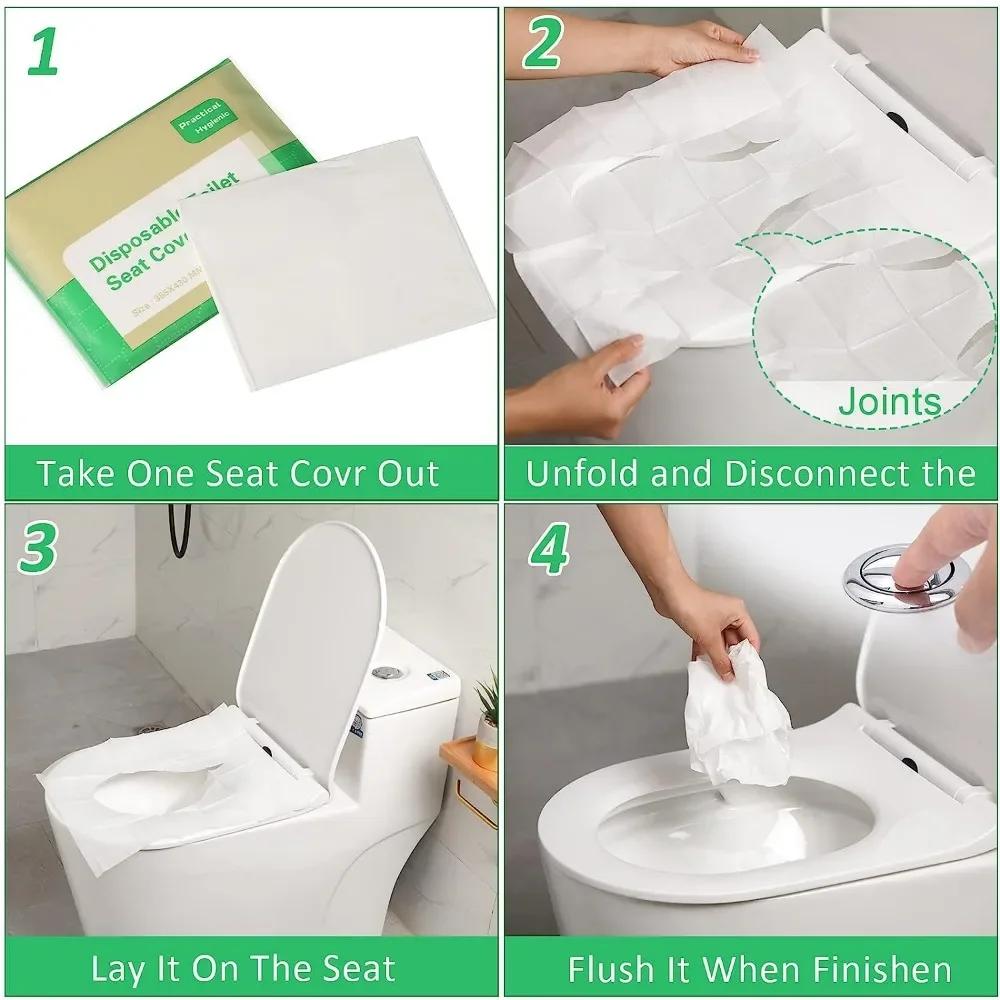 10PCS Portable Disposable Toilet Seat Covers Type Travel Camping Hotel Bathroom Accessories Paper Soluble Water