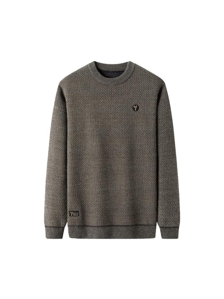 Men's 2023 Chenille Sweater: Fleece-Lined, Thickened, Round Neck, Warm Half-High Collar for Autumn/Winter.
