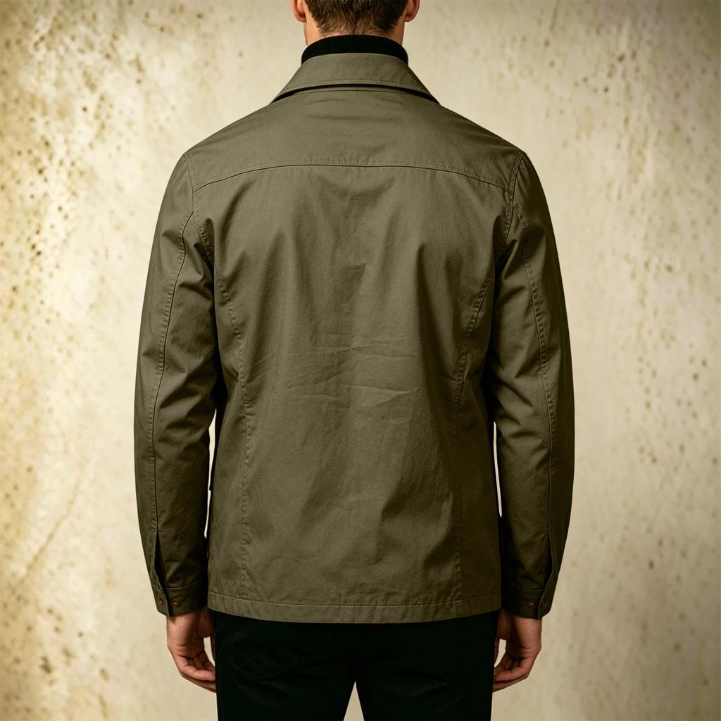 Men's Multi-Pocket Cargo Jacket with Lapel Collar, Casual Outerwear for Daily Wear
