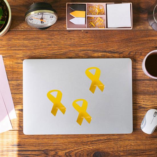 Golden Ribbon Stickers Childhood Cancer COPD Awareness Stickers Self-adhesive Ribbon Shape Stickers for Fundraising Awareness Campaigns