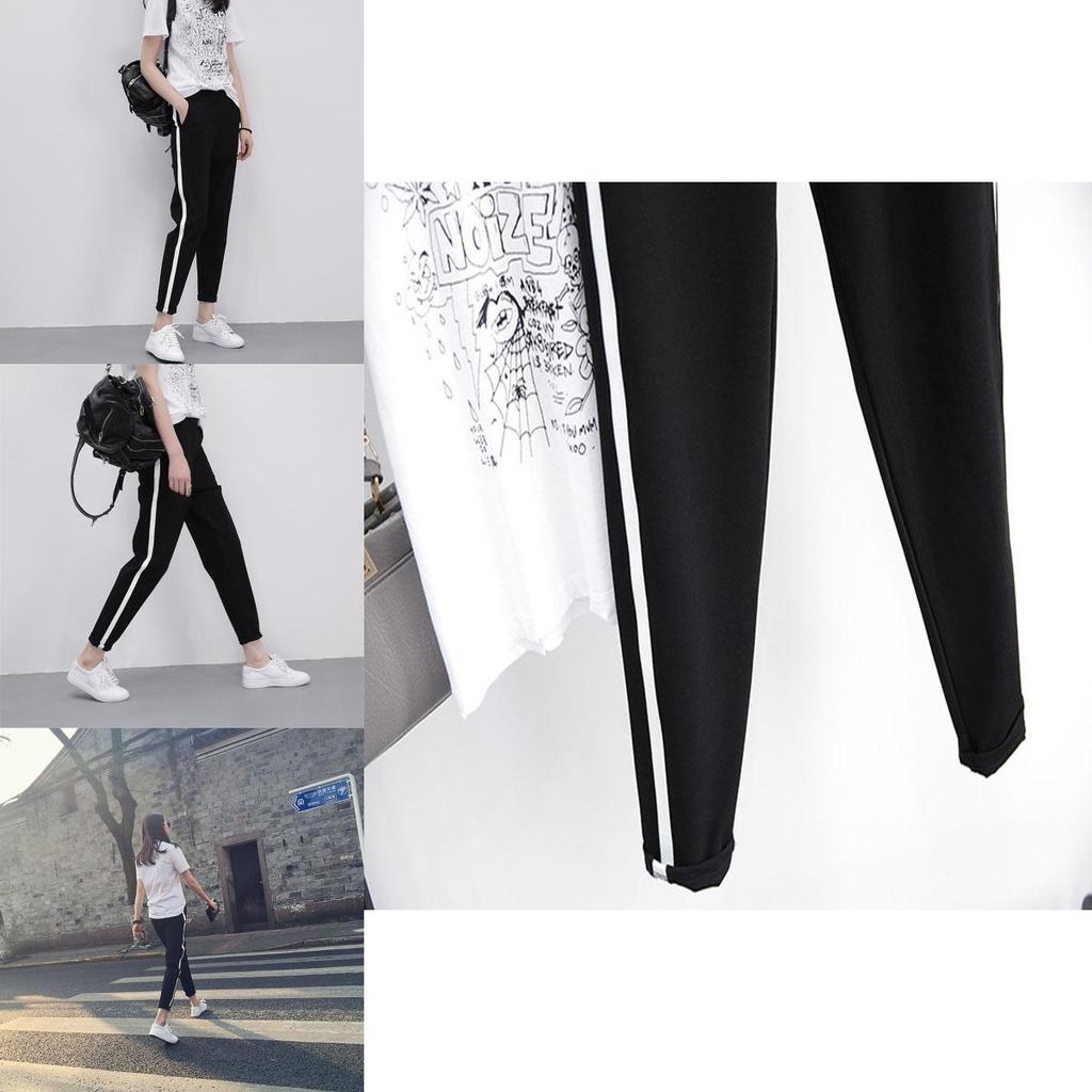 Elastic Waist Patchwork Harem Pants Casual Loose Sports Trousers**