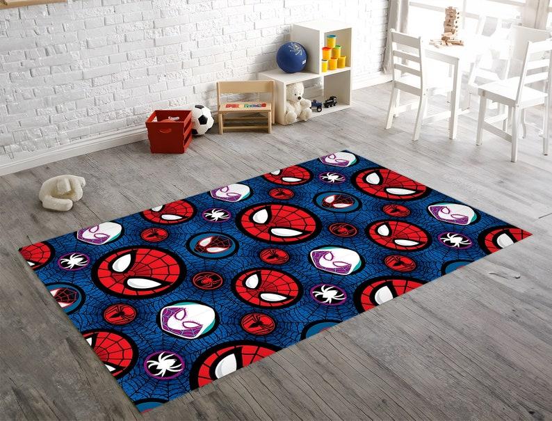 Spiderman Kids Rug, Gift For Kids, Superhero Game Room Carpet 150cm x 220cm