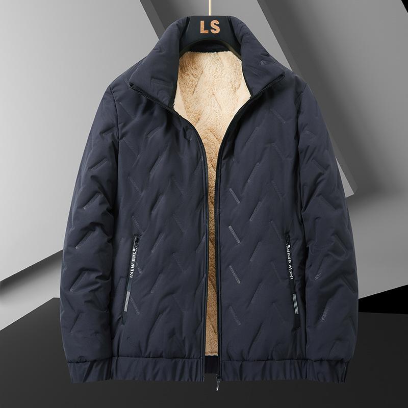 

Зимние куртки для мужчин, утепленная и утепленная куртка из овечьей шерсти, зеленая, среднего возраста, с воротником-стойкой, удобная, деловая, повседневная, размер 8XL 8XL