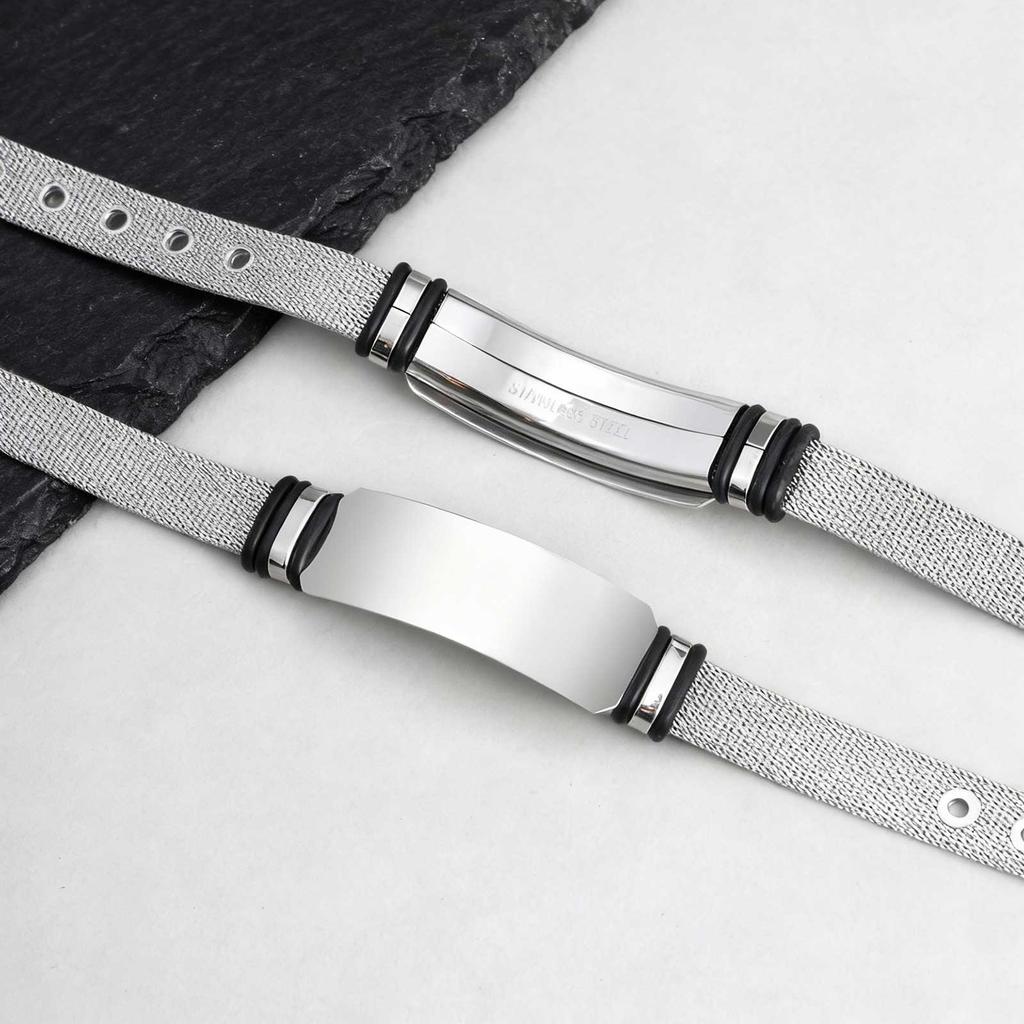 Stainless Steel Mesh Strap Bracelet Simple Clear Blank Bar Watch Accessory Causal Daily Jewelry