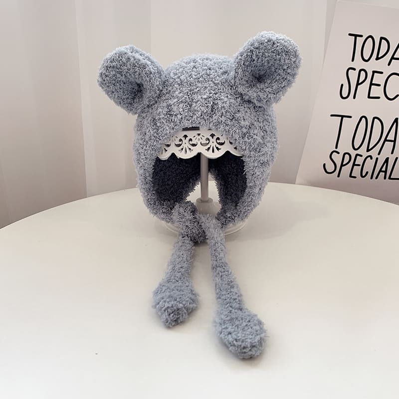 Cartoon Baby Plush Hat Winter Warm Infant Beanie Cap with Ears Autumn Cute Solid Color Kids Boy Girl Earflap Hats Bonnet Gorras