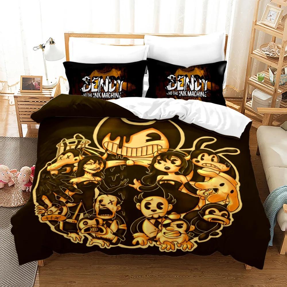 3D Print Anime BENDY Bedding Set Single Twin Full Queen King Size Kawaii BatlM Bed Set Adult Kid Bedroom Duvet Cover Sets
