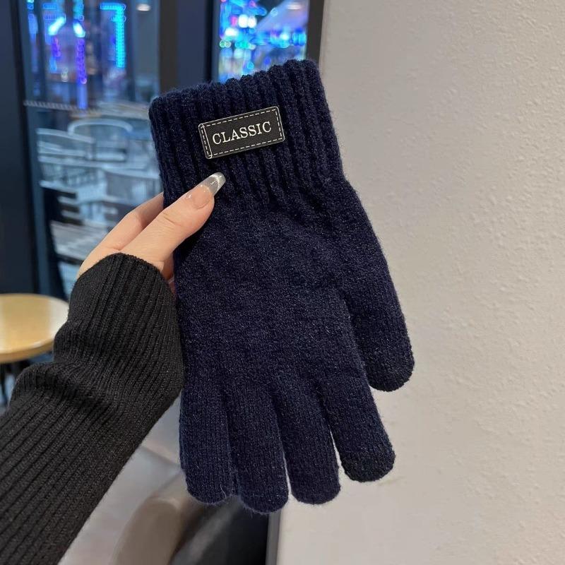 Autumn and winter new men's business knitted wool gloves cold-proof and warm thickened personalized fashion jacquard full finger