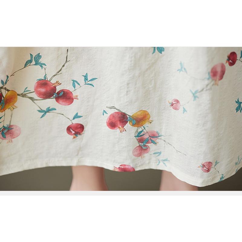 Summer New Mori Large Size Short-sleeved Dress Women Loose Casual Printed Long Skirt